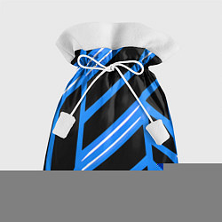 Мешок для подарков Black and white stripes on a blue background, цвет: 3D-принт