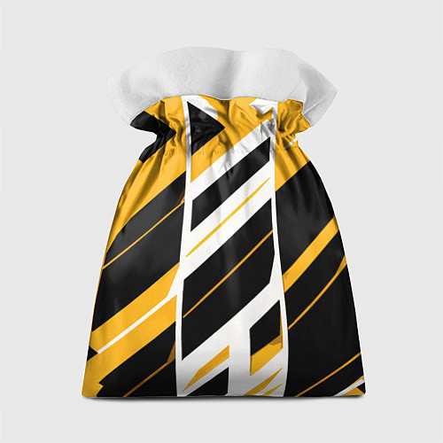 Подарочный мешок Black and yellow stripes on a white background / 3D-принт – фото 2