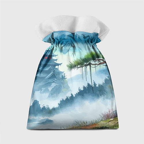 Подарочный мешок Японский пейзаж - акварель живопись / 3D-принт – фото 2