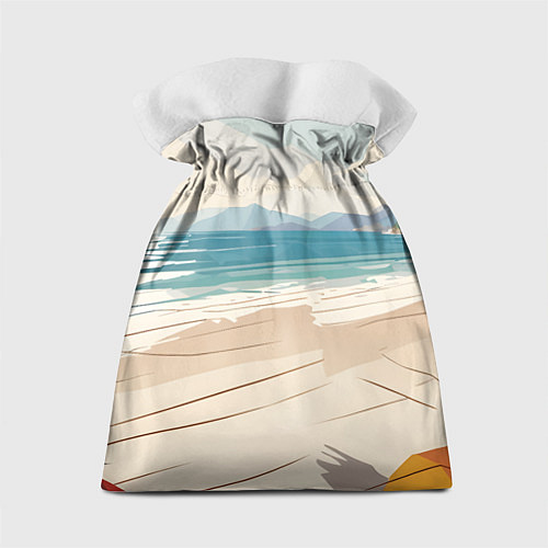 Подарочный мешок Летний пейзаж с женщиной на пляже / 3D-принт – фото 2