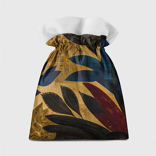 Подарочный мешок Листья на золотом фоне / 3D-принт – фото 2