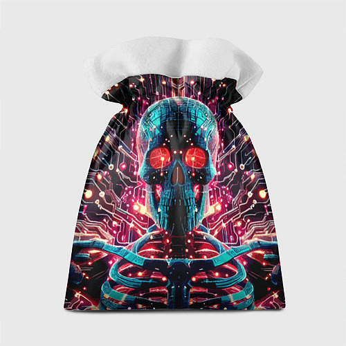 Подарочный мешок Neon cyber skull - ai art fantasy / 3D-принт – фото 2