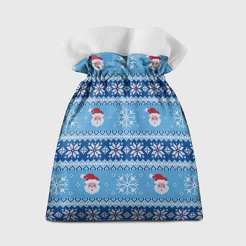 Подарочный мешок Вязаный новогодний узор с Дедом Морозом / 3D-принт – фото 2