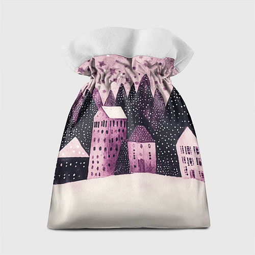 Подарочный мешок Новогодние домики в лесу / 3D-принт – фото 2