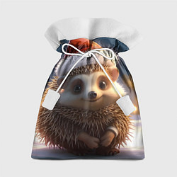 Мешок для подарков Новогодний ежик в шапочке, цвет: 3D-принт