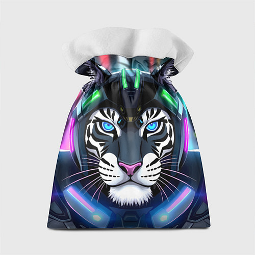 Подарочный мешок Яркий неоновый кибер тигр / 3D-принт – фото 2