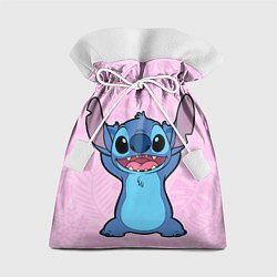Мешок для подарков Stitch on a pink background, цвет: 3D-принт