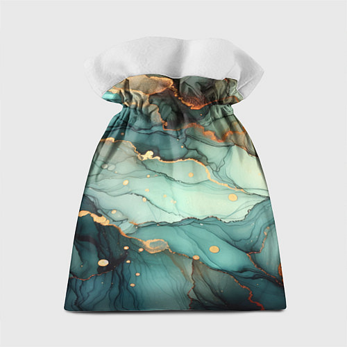 Подарочный мешок Бирюзовый узор с оранжевыми вставками / 3D-принт – фото 2