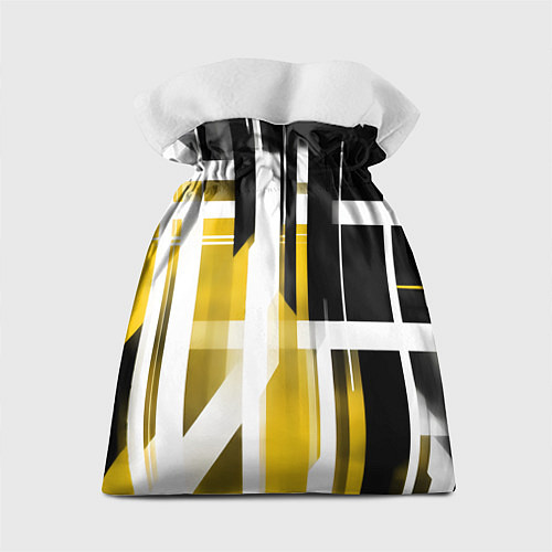 Подарочный мешок Чёрно-жёлтые вертикальные и горизонтальные полосы / 3D-принт – фото 2