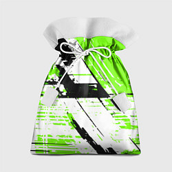 Мешок для подарков Diagonal black and green stripes on a white backgr, цвет: 3D-принт