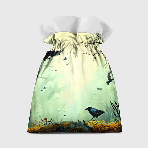 Подарочный мешок Черный ворон в осеннем лесу / 3D-принт – фото 2