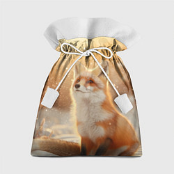 Мешок для подарков Лисица в снежном лесу, цвет: 3D-принт