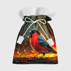 Мешок для подарков Снегирь в огне, цвет: 3D-принт