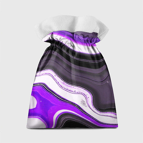 Подарочный мешок Волнистые горизонтальные чёрно-фиолетовые полосы н / 3D-принт – фото 2