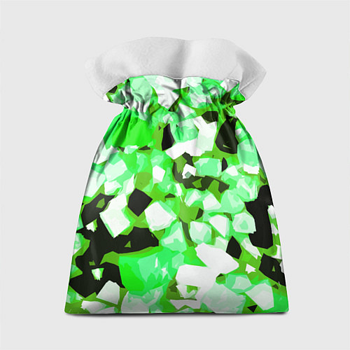 Подарочный мешок Green and white abstraction on a black background / 3D-принт – фото 2