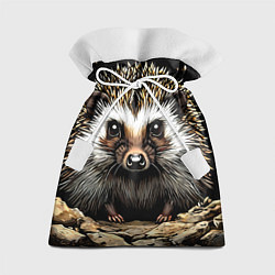 Мешок для подарков Ёжик на черном, цвет: 3D-принт