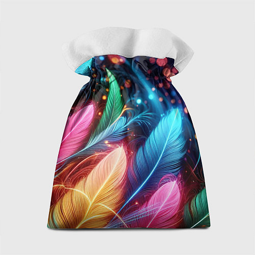 Подарочный мешок Яркие красочные неоновые перья / 3D-принт – фото 2
