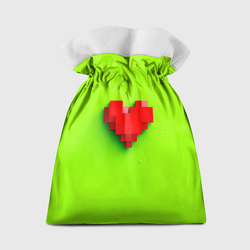 Подарочный мешок Пиксельное красное сердечко / 3D-принт – фото 2