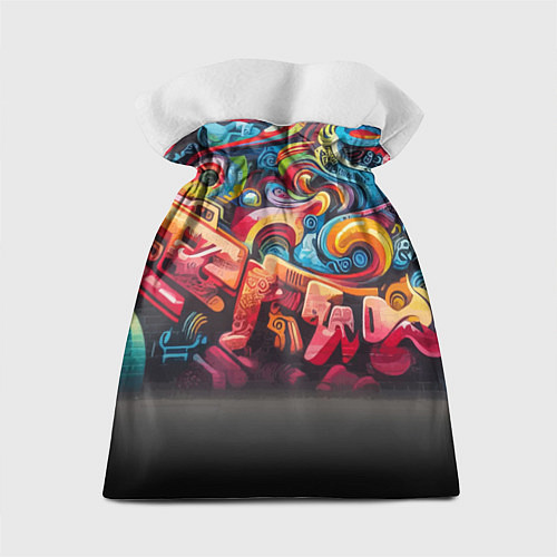 Подарочный мешок Панда - крутой скейтбордист на фоне граффити / 3D-принт – фото 2