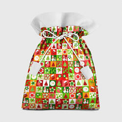 Мешок для подарков Новогодние снеговики и снежные бабы, цвет: 3D-принт