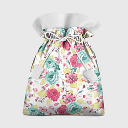 Мешок для подарков Розы красные и бирюзовые, цвет: 3D-принт