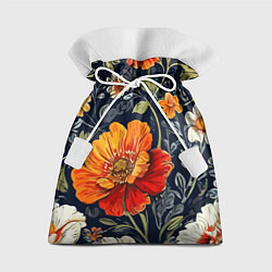 Мешок для подарков Маки и пионы старинный паттерн, цвет: 3D-принт