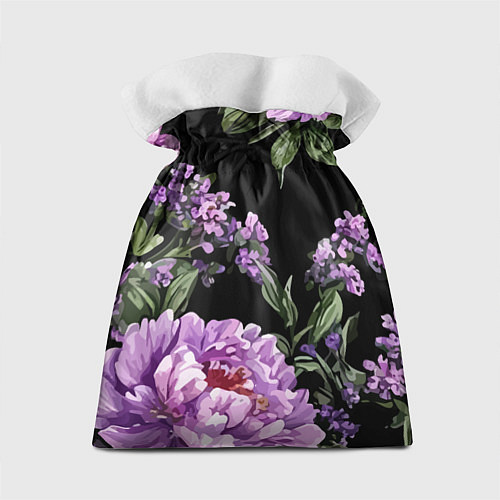 Подарочный мешок Пионы и лаванда винтажный узор / 3D-принт – фото 2