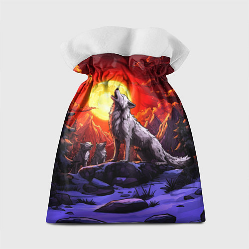 Подарочный мешок Белый волк воет на луну / 3D-принт – фото 2