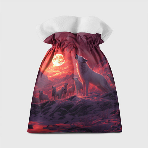Подарочный мешок Белый волк воет на луну / 3D-принт – фото 2