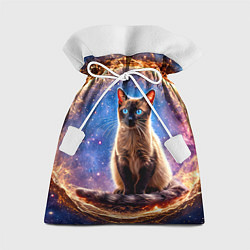 Мешок для подарков Сиамская кошка в космосе, цвет: 3D-принт