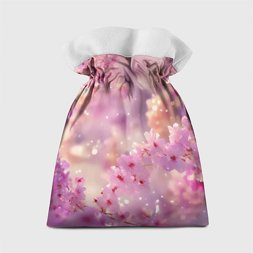 Подарочный мешок Белая сова и розовые цветы / 3D-принт – фото 2
