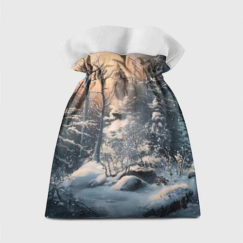 Подарочный мешок Белый лисенок в зимнем лесу / 3D-принт – фото 2