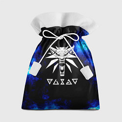 Мешок для подарков Ведьмак лого синие краски, цвет: 3D-принт