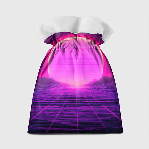 Подарочный мешок Синтвейв ретровейв неоновый узор и солнце / 3D-принт – фото 2