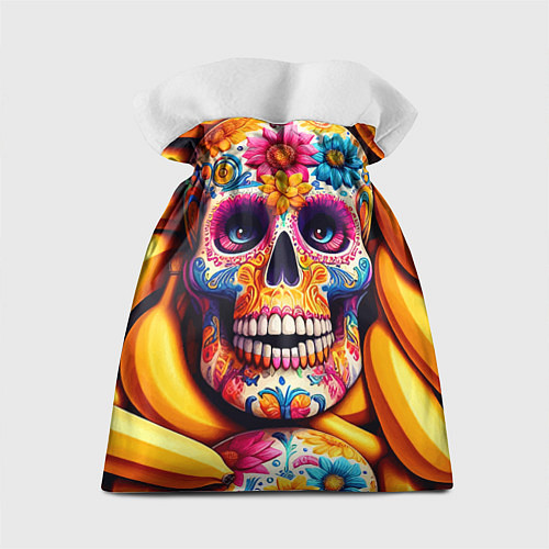 Подарочный мешок Цветочный череп среди бананов - нейроарт / 3D-принт – фото 2