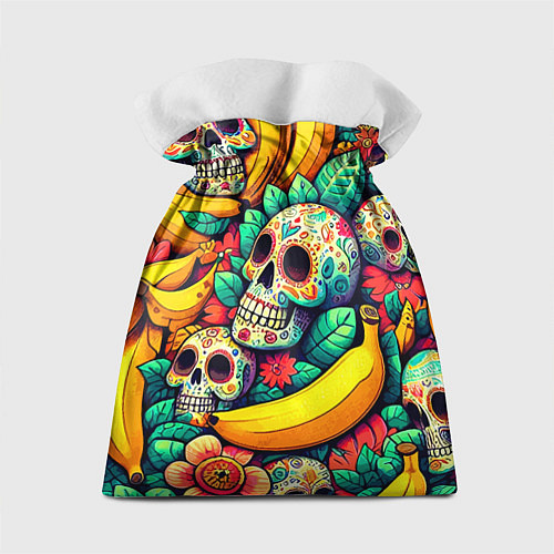 Подарочный мешок Паттерн из черепов и бананов - нейроарт / 3D-принт – фото 2