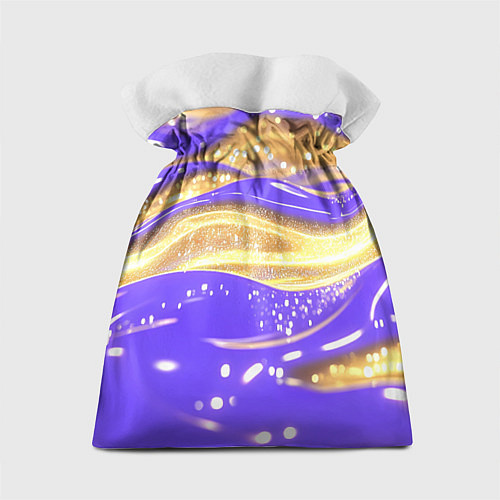 Подарочный мешок Фиолетово-золотая жидкая текстура / 3D-принт – фото 2