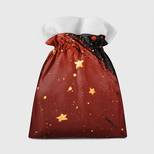 Подарочный мешок Золотые звездочки на коричневой текстуре / 3D-принт – фото 2