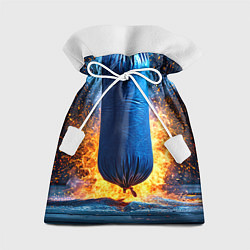 Мешок для подарков Синяя боксерская груша в огне, цвет: 3D-принт