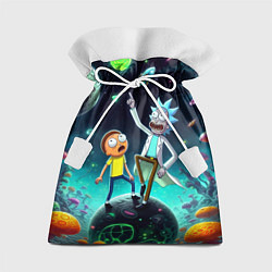 Мешок для подарков Рик и Морти на планете сказочных грибов, цвет: 3D-принт