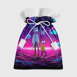 Мешок для подарков Морти и Рик на планете неоновых сказочных грибов, цвет: 3D-принт