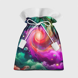 Мешок для подарков Космическая неоновая фантазия - нейроарт, цвет: 3D-принт
