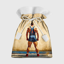 Мешок для подарков Греко-римский борец на бежевом, цвет: 3D-принт