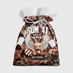 Мешок для подарков Sum 41 на фоне кролика и гитар, цвет: 3D-принт