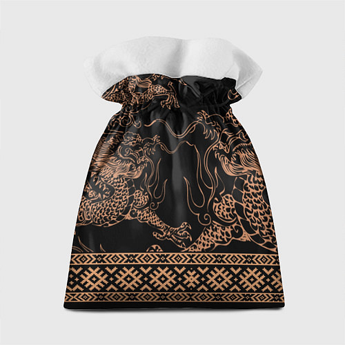 Подарочный мешок Золотой дракон с узорами славянскими / 3D-принт – фото 2