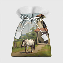 Мешок для подарков Старый домик и лошадь, цвет: 3D-принт