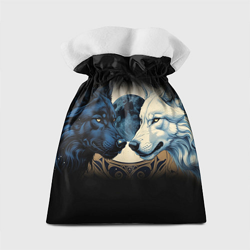 Подарочный мешок Инь янь волк и волчица с луной / 3D-принт – фото 2