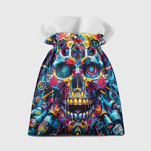 Подарочный мешок Кибер череп - нейроарт паттерн / 3D-принт – фото 2