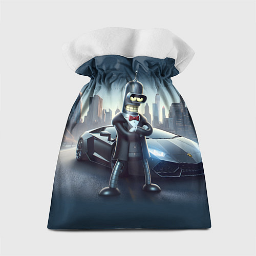 Подарочный мешок Крутой Бендер рядом с Ламборджини / 3D-принт – фото 2