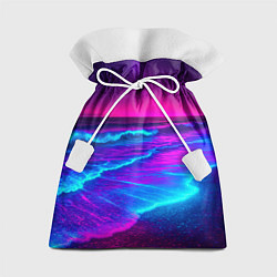 Мешок для подарков Неоновое море - ночные волны, цвет: 3D-принт